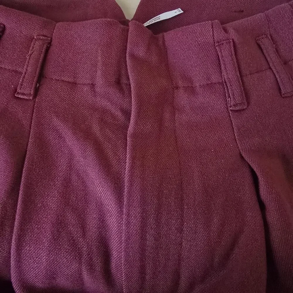 New FREE PEOPLE Calla Tailored Mid-Rise Trousers $108 SIZE 4 Garnet Straight
